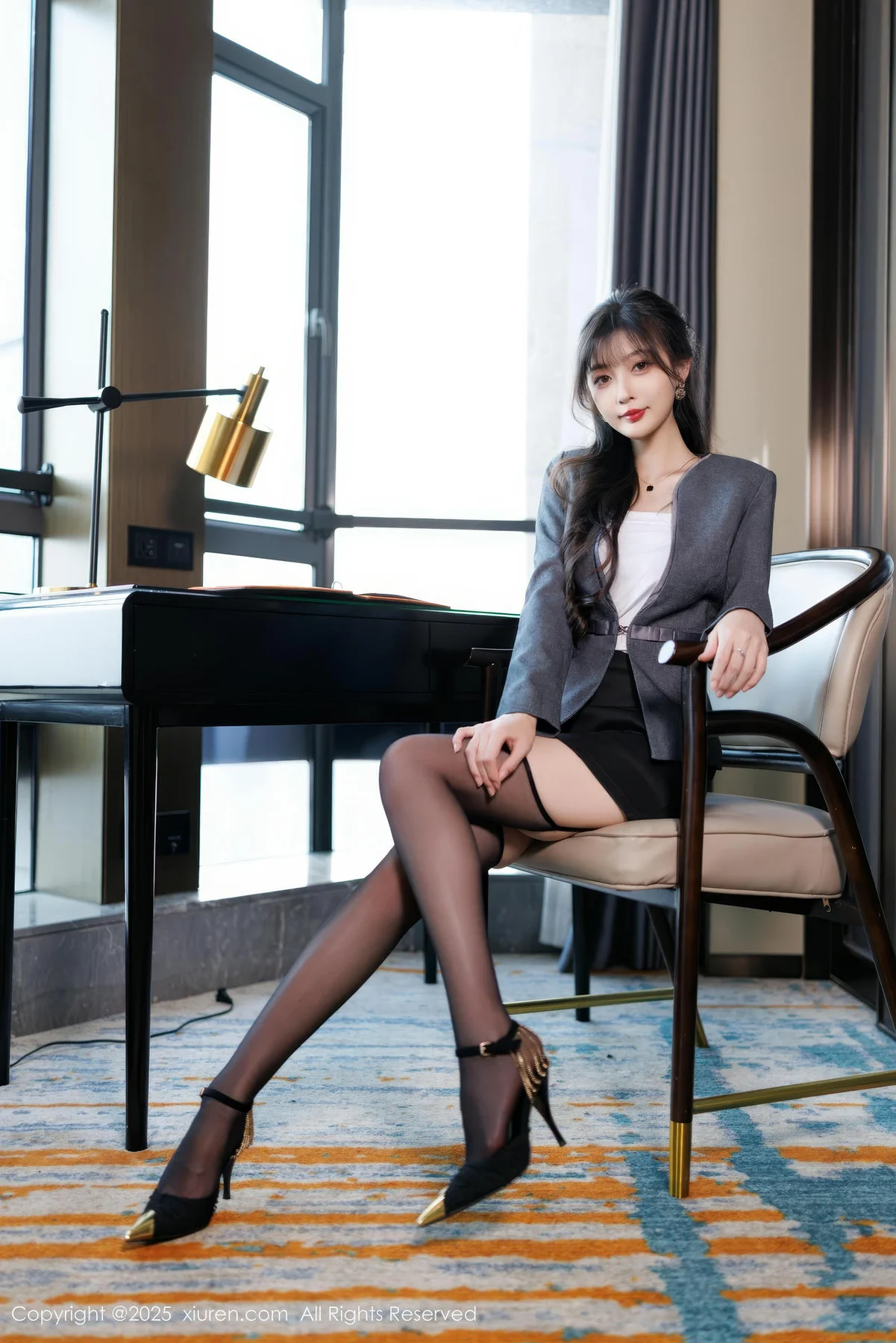 XiuRen 秀人 No.9957 樱桃小阑子 紫色蕾丝内衣吊袜 - 6