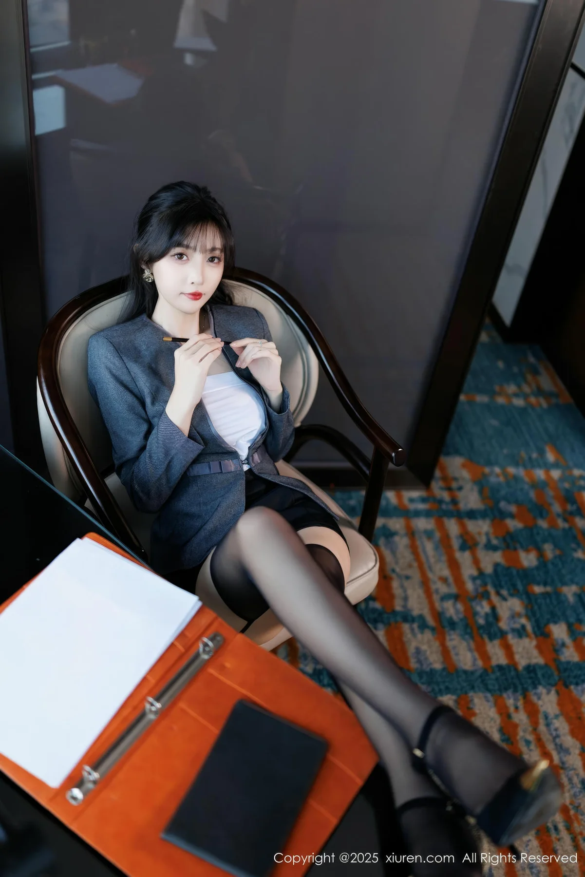 XiuRen 秀人 No.9957 樱桃小阑子 紫色蕾丝内衣吊袜 - 10