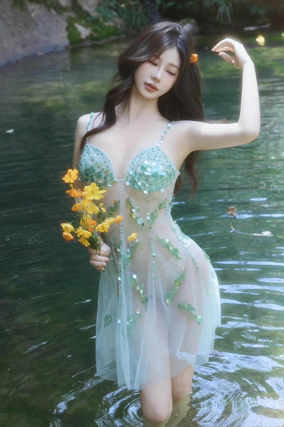 XiuRen 秀人 No.N055 尹甜甜湿身透视梦幻裙 - 4