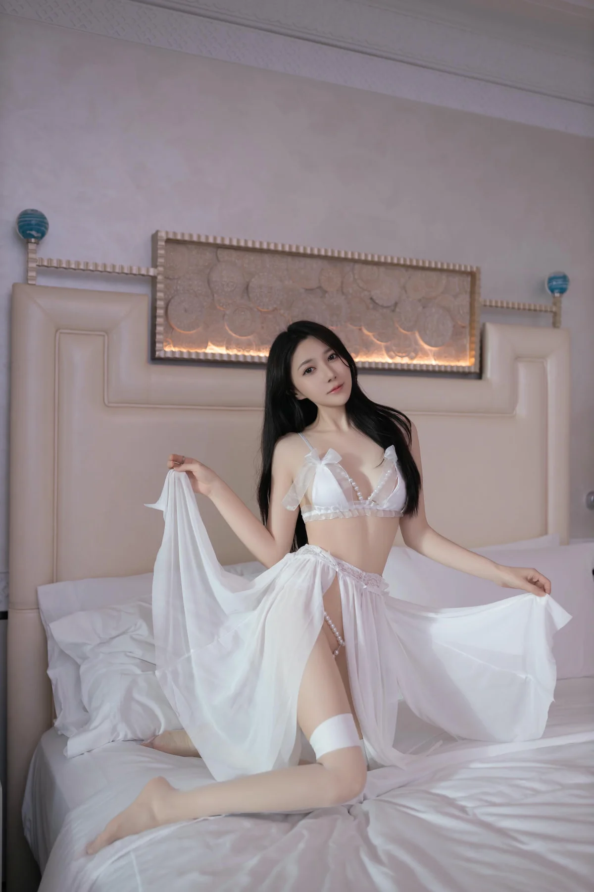 XiuRen 秀人 No.N061 鱼子酱Fish白色珍珠内裤纱裙 - 3