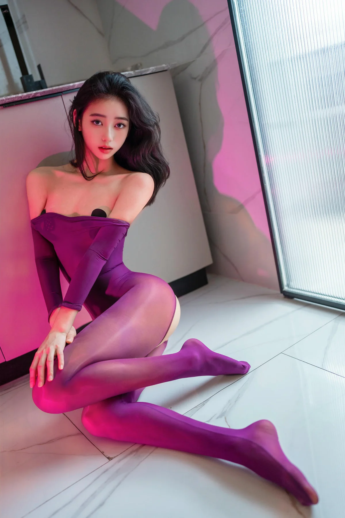 XiuRen 秀人 No.N141 时安安长腿连体紫色丝袜 - 9