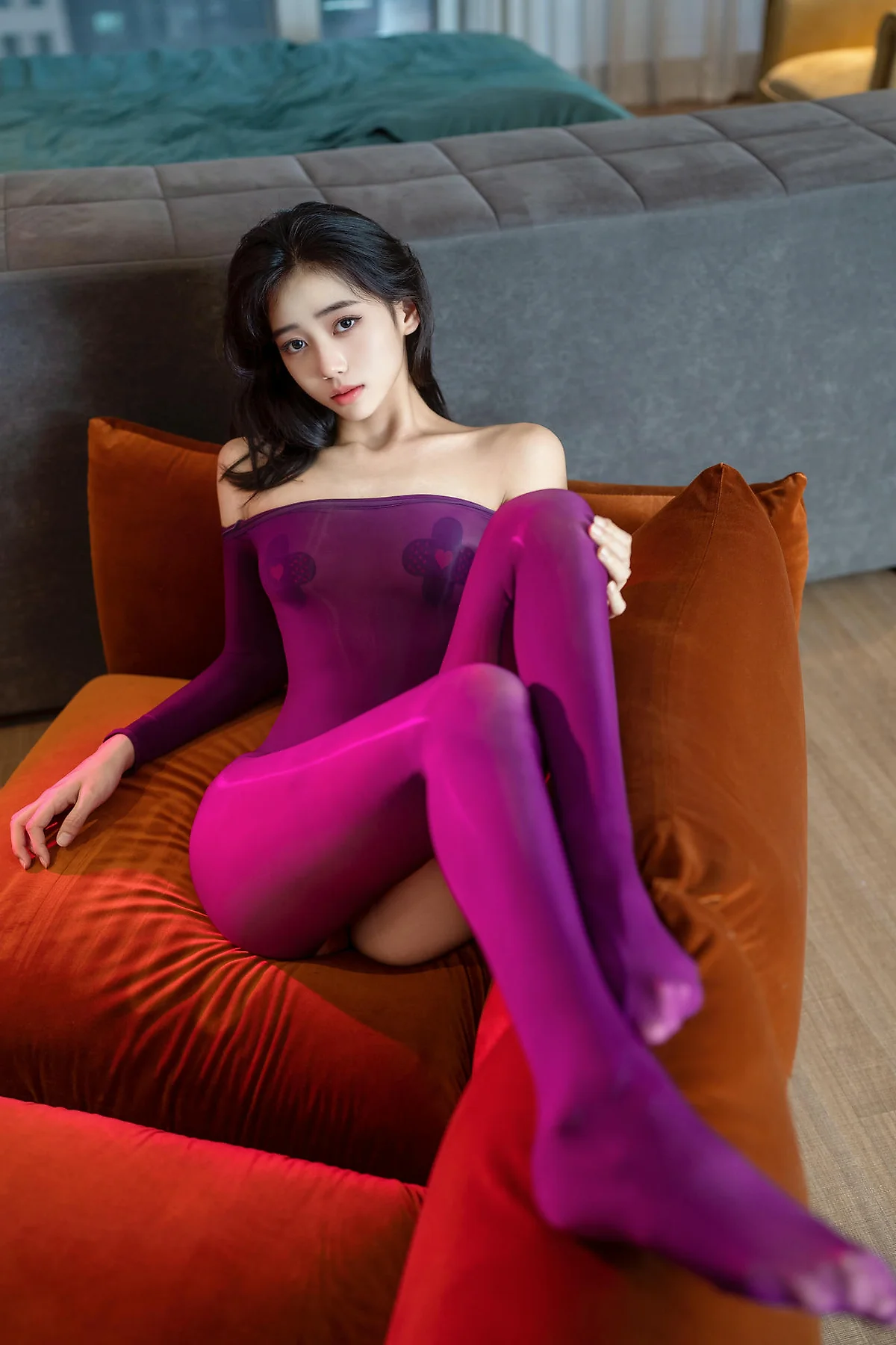 XiuRen 秀人 No.N141 时安安长腿连体紫色丝袜 - 8