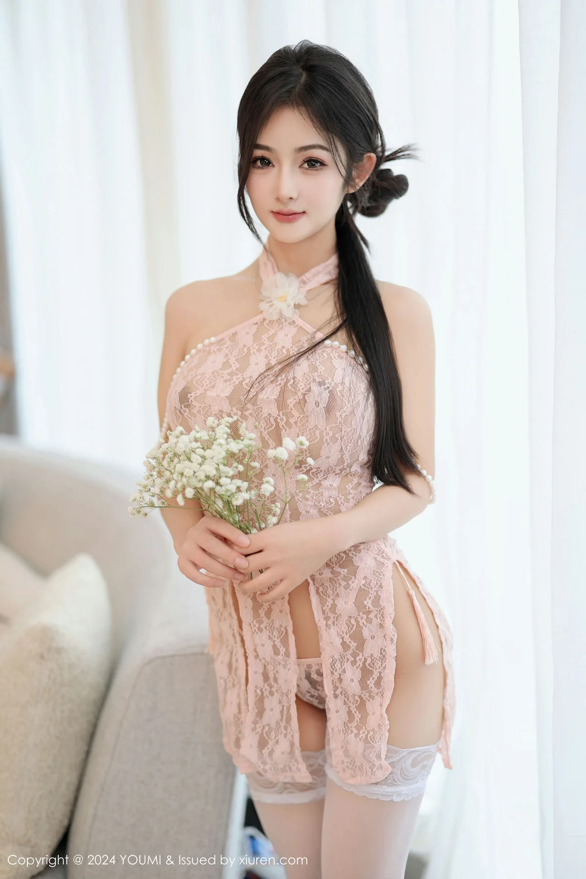 YOUMI 尤蜜荟 Vol.1045 小茶茶tea 轻透蕾丝情趣睡裙性感写真1 - 1