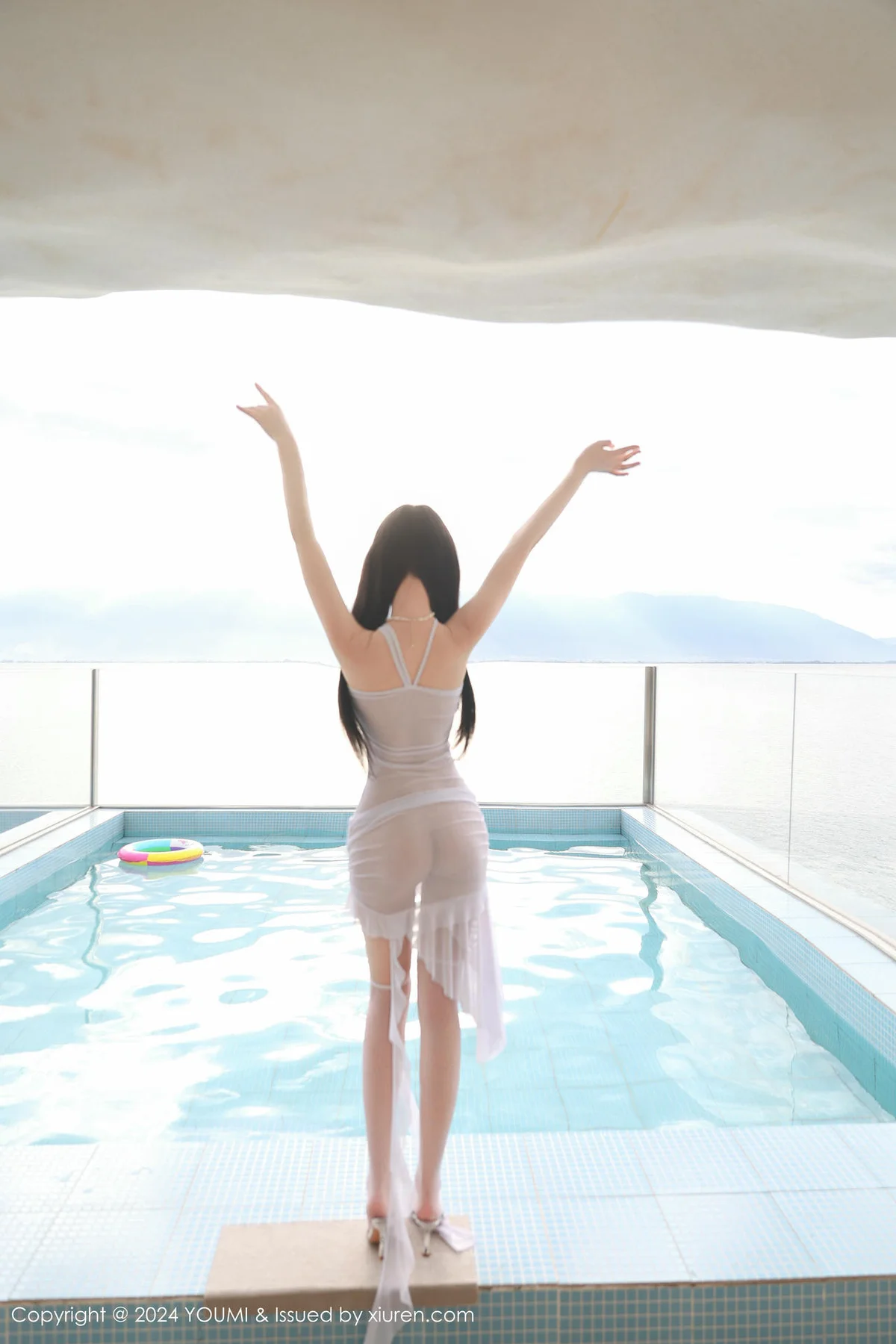 YOUMI 尤蜜荟 Vol.1097 心上可Flora 白色轻透连衣短裙 - 3