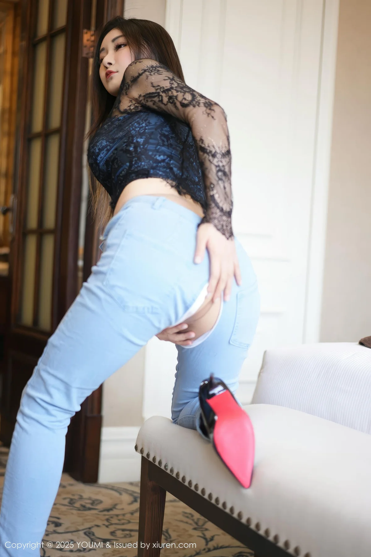 YOUMI 尤蜜荟 Vol.1136 凯竹Quinn 黑色蕾丝牛仔 - 6