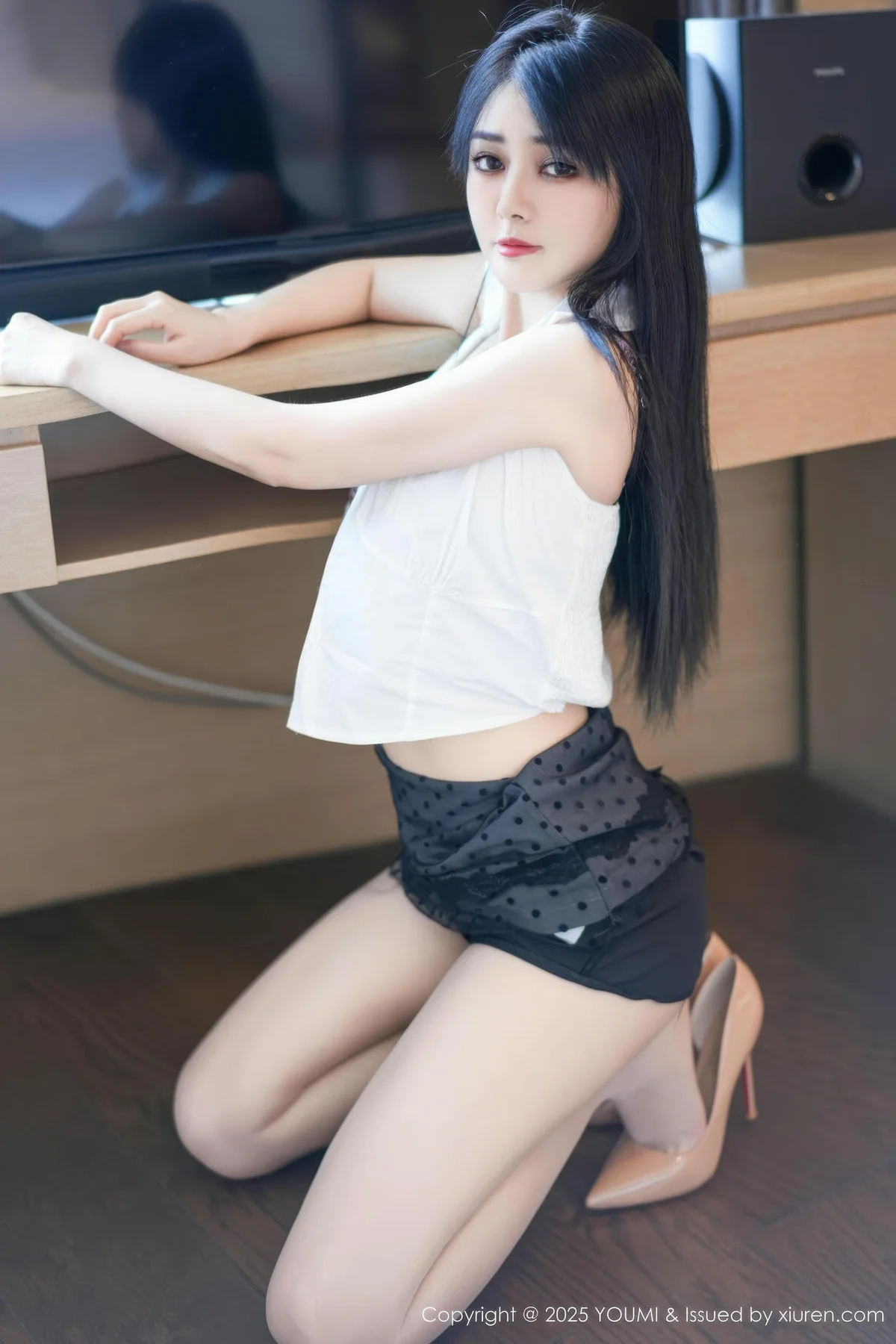 YOUMI 尤蜜荟 Vol.1169 凯竹Quinn 黑色蕾丝波点短裙 - 10