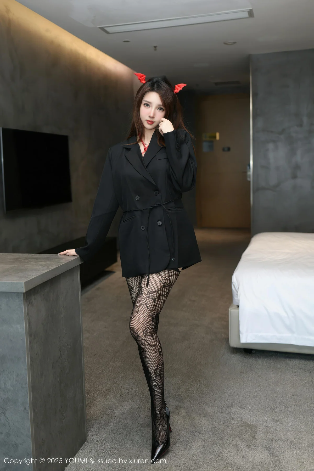 YOUMI 尤蜜荟 Vol.1176 桃桃·夭夭twins 捆绑黑色情趣服饰 - 1