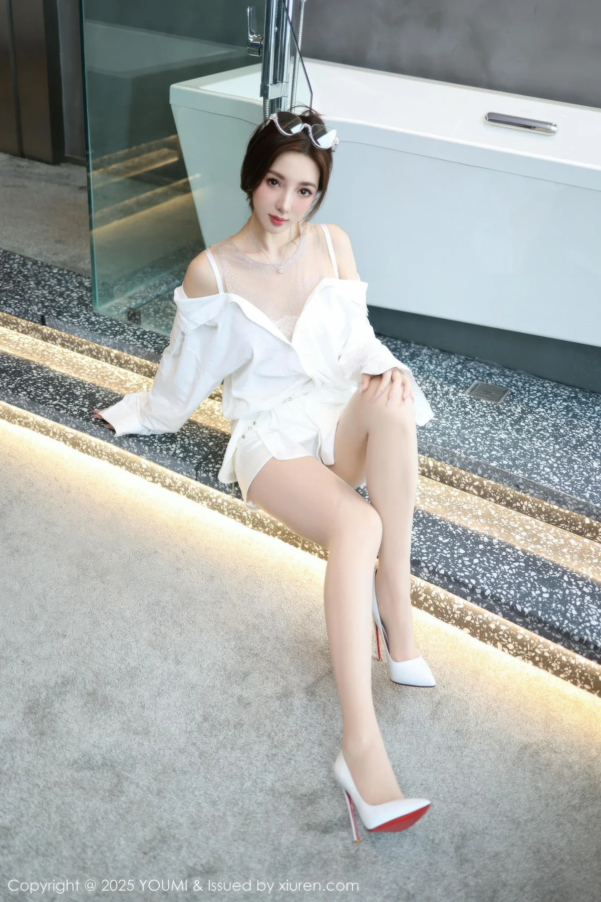 YOUMI 尤蜜荟 Vol.1177 Twins桃桃 白色连衣短裙 - 3