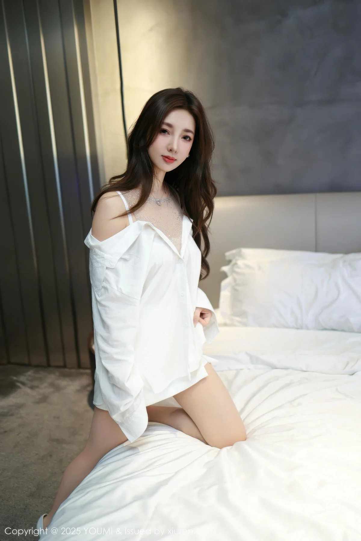 YOUMI 尤蜜荟 Vol.1177 Twins桃桃 白色连衣短裙 - 6