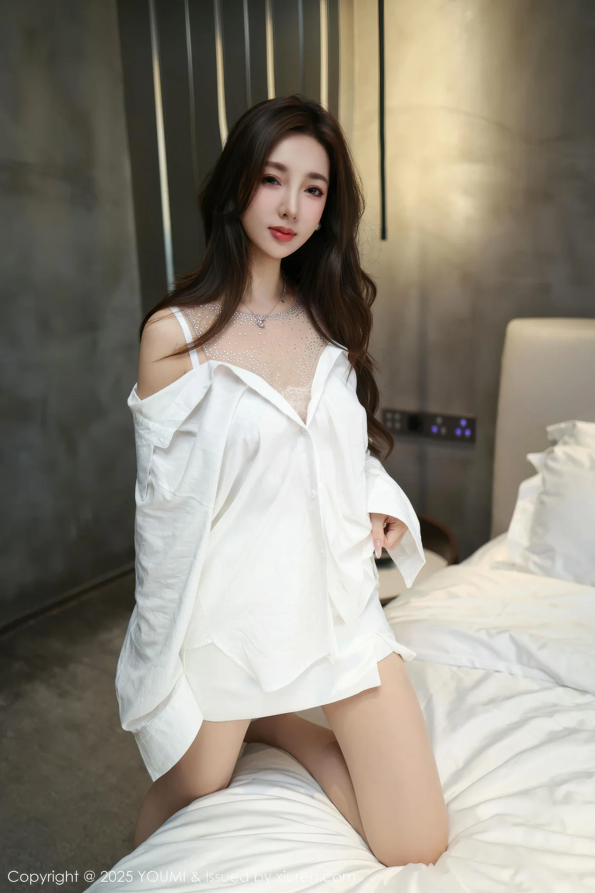 YOUMI 尤蜜荟 Vol.1177 Twins桃桃 白色连衣短裙 - 7