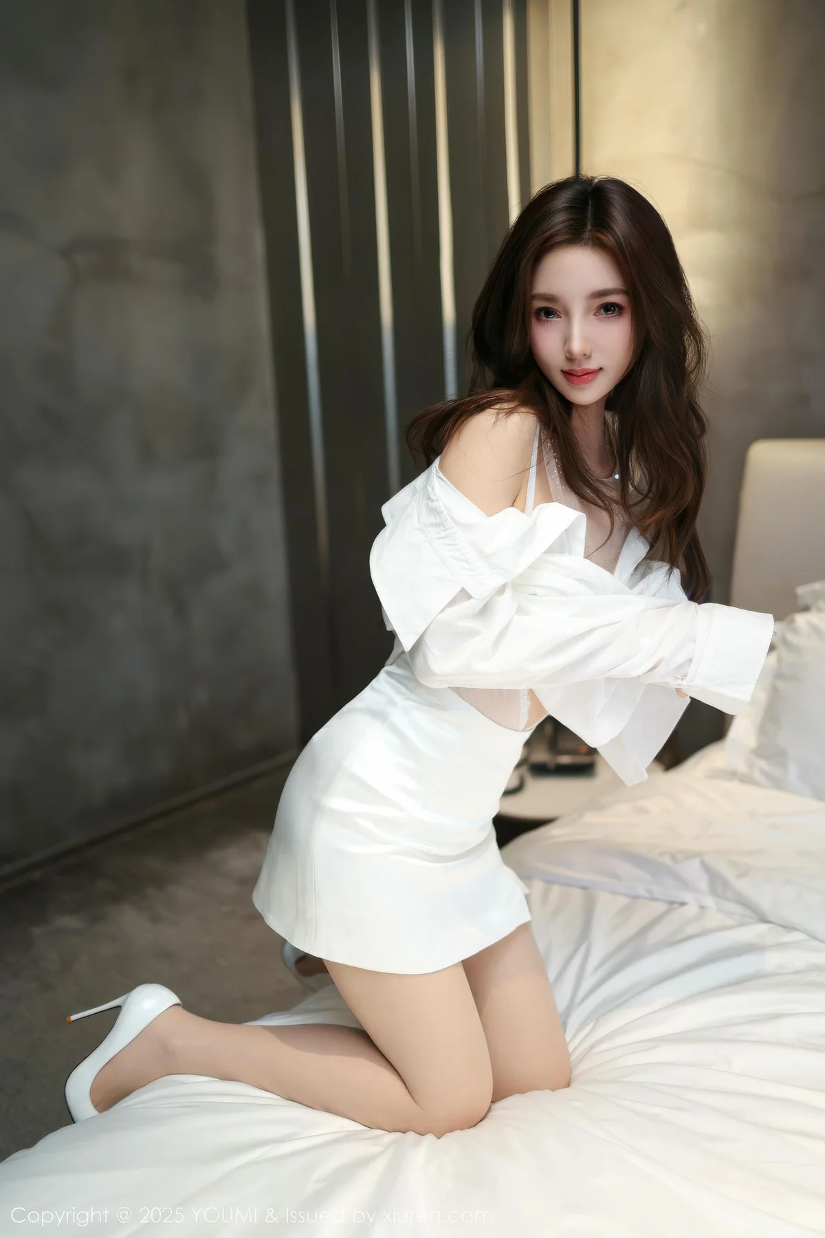 YOUMI 尤蜜荟 Vol.1177 Twins桃桃 白色连衣短裙 - 3
