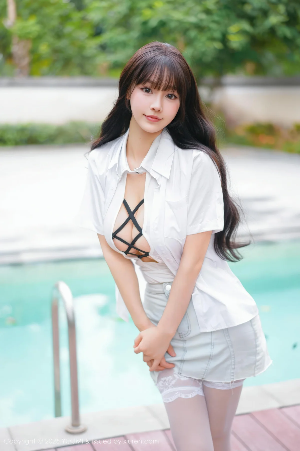 YOUMI 尤蜜荟 Vol.1190 心上可Flora 白色情趣白丝丝袜 - 2