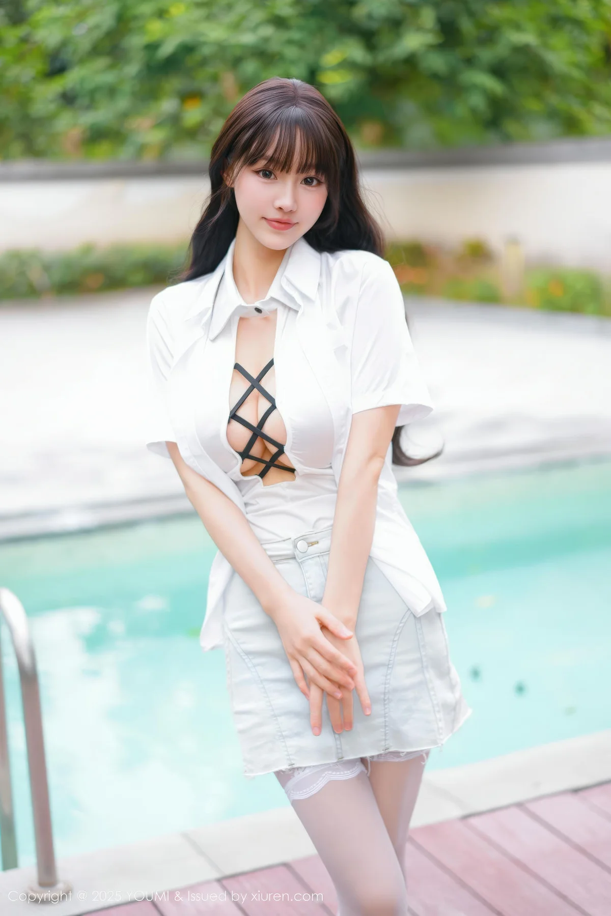 YOUMI 尤蜜荟 Vol.1190 心上可Flora 白色情趣白丝丝袜 - 3