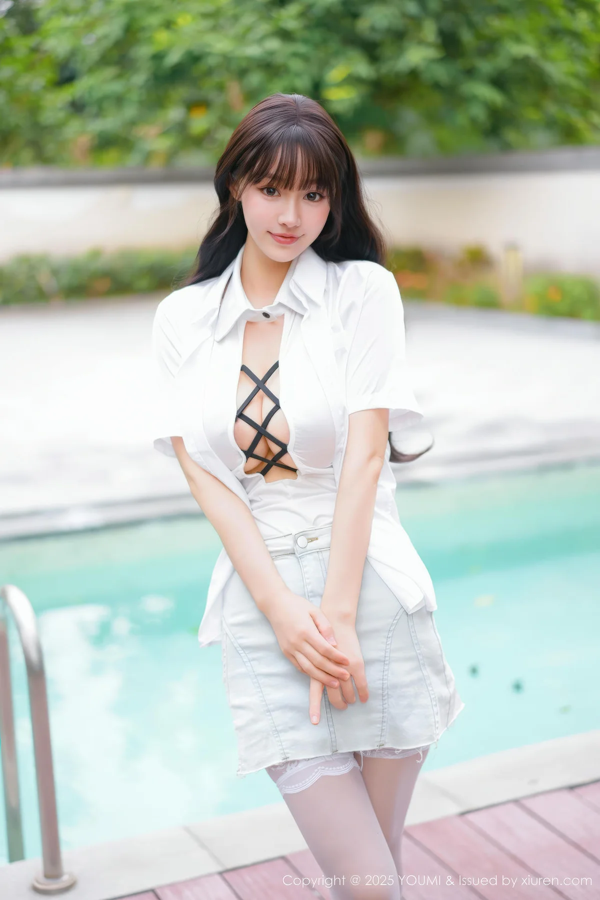 YOUMI 尤蜜荟 Vol.1190 心上可Flora 白色情趣白丝丝袜 - 4