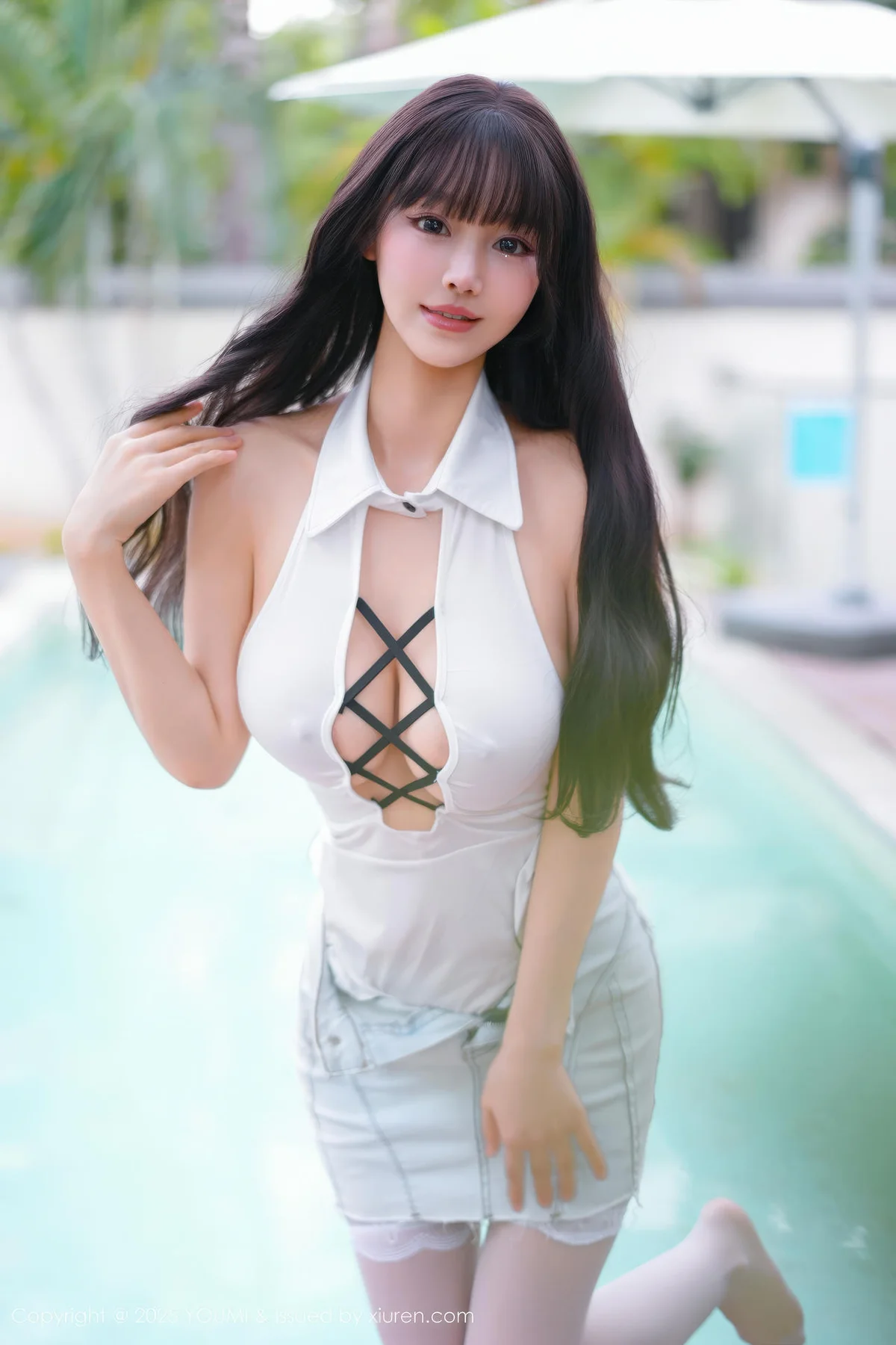 YOUMI 尤蜜荟 Vol.1190 心上可Flora 白色情趣白丝丝袜 - 2