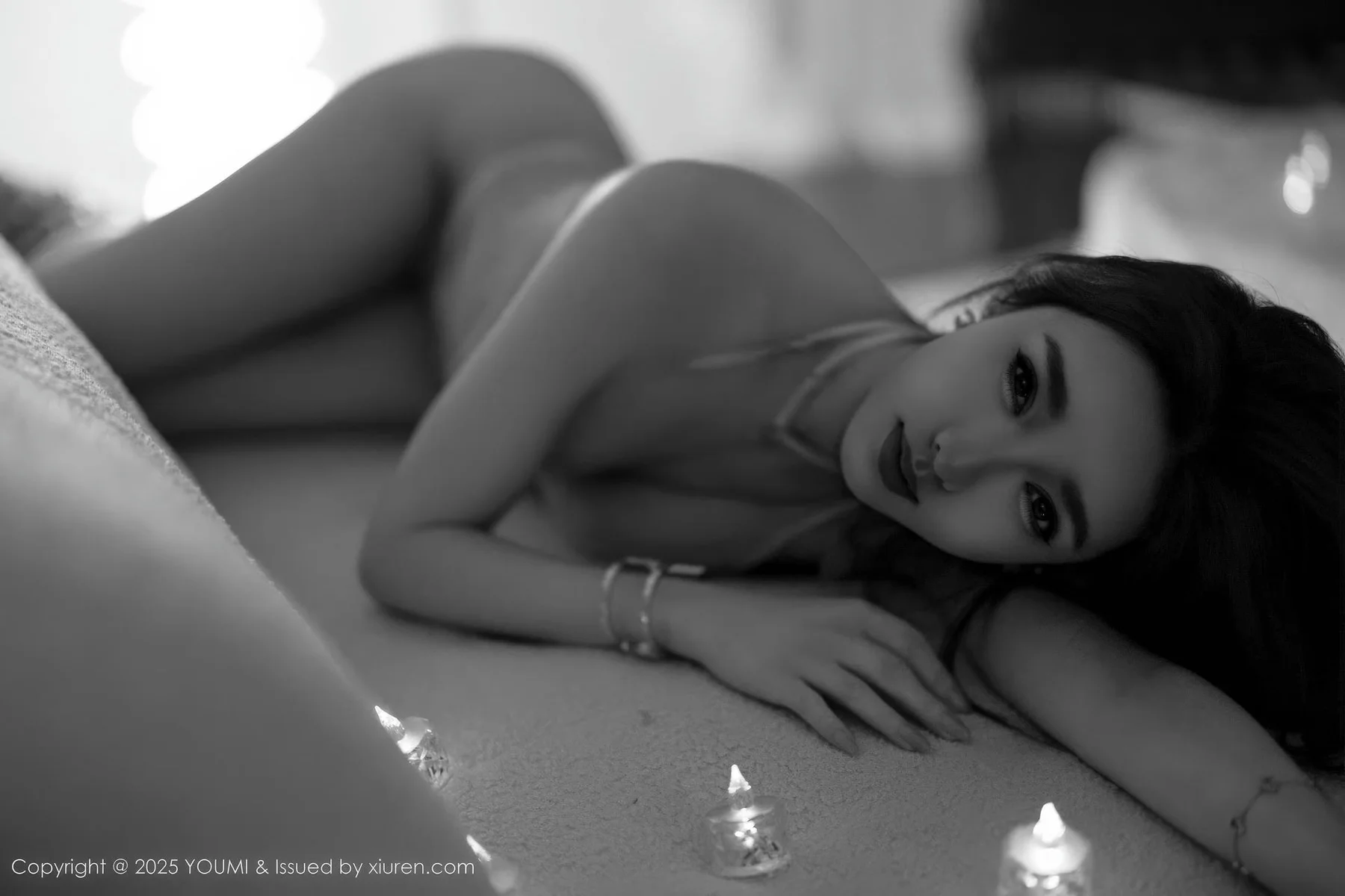 YOUMI 尤蜜荟 Vol.1191 Twins桃桃 浅色连衣短裙肉色丝袜 - 2