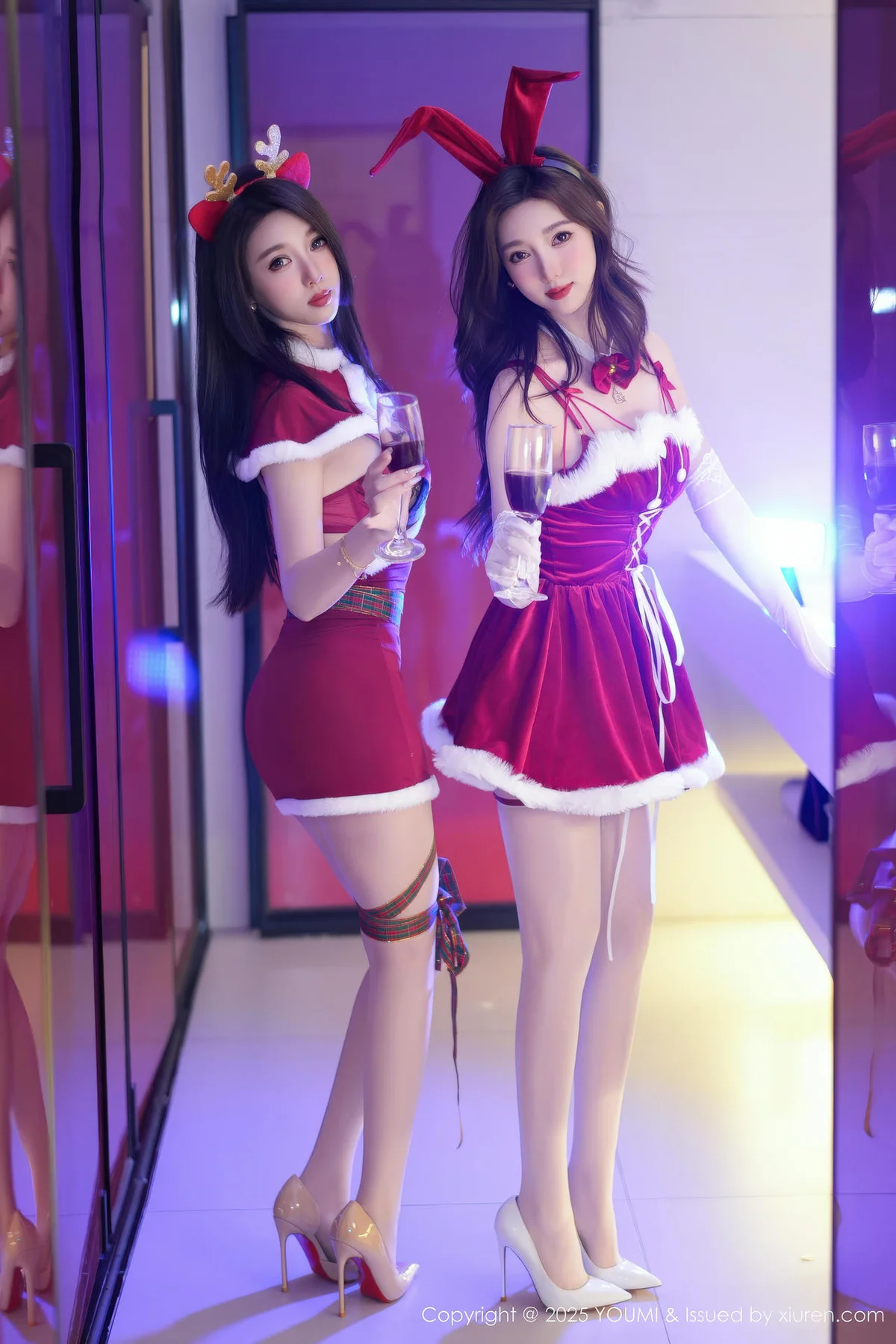 YOUMI 尤蜜荟 Vol.1192 Twins桃之夭夭 双人圣诞节日写真 - 4