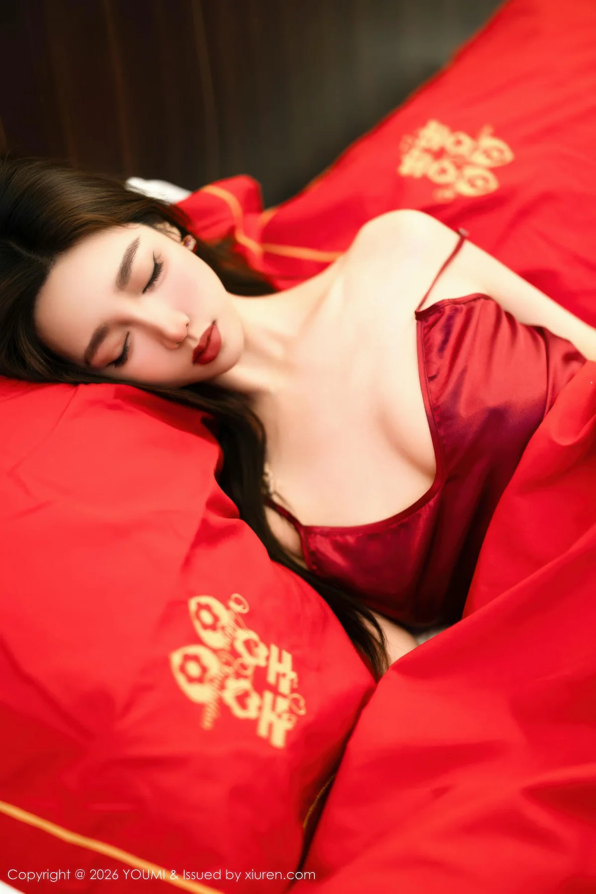 YOUMI 尤蜜荟 Vol.1198 Twins桃桃 红稠睡衣新婚喜事 - 1