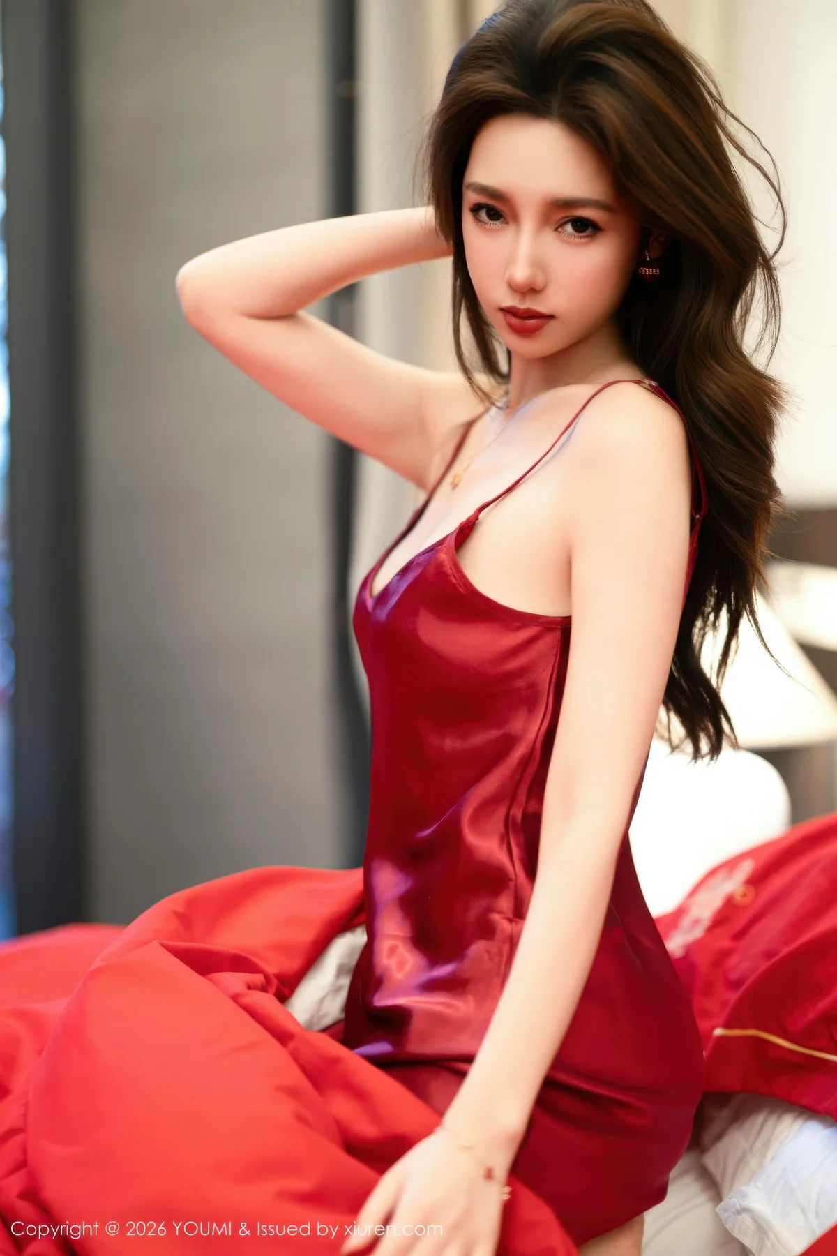 YOUMI 尤蜜荟 Vol.1198 Twins桃桃 红稠睡衣新婚喜事 - 3