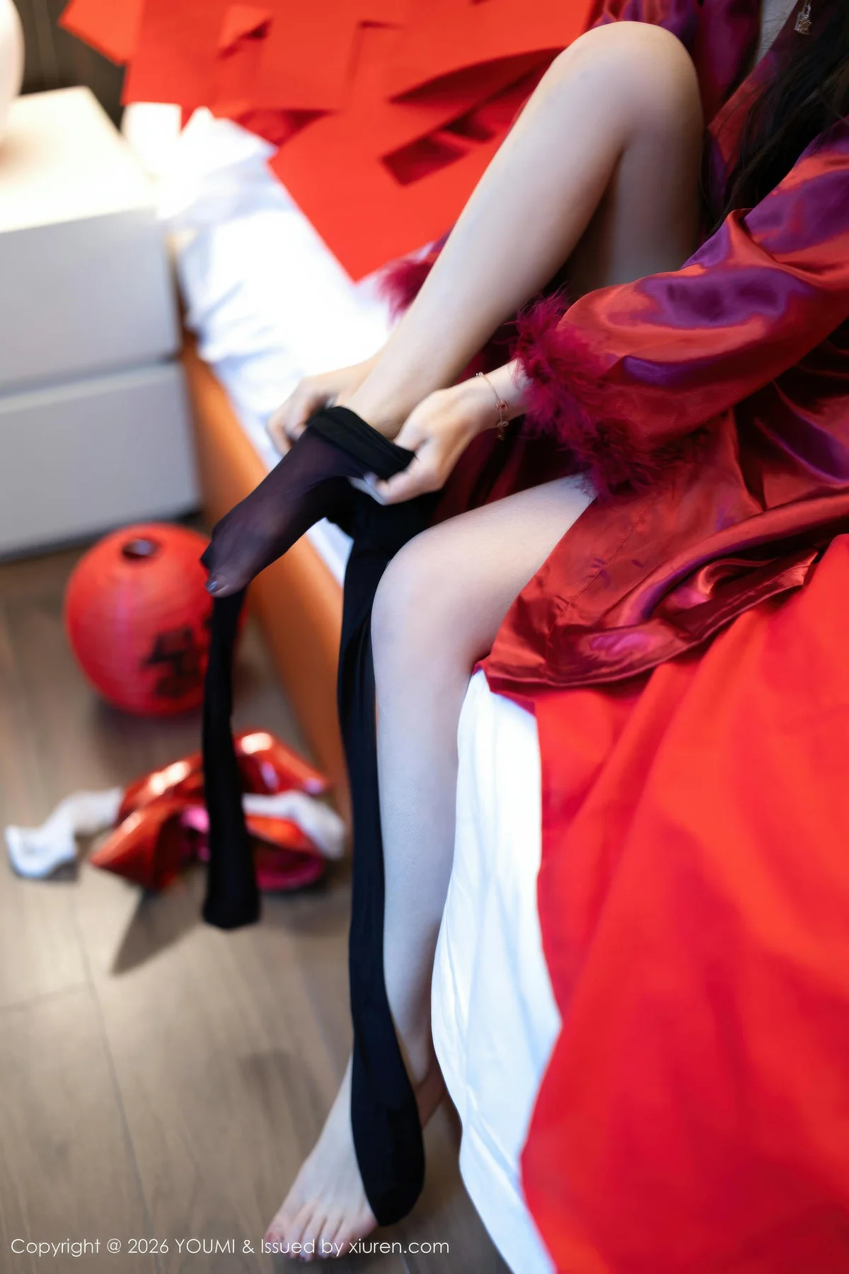 YOUMI 尤蜜荟 Vol.1198 Twins桃桃 红稠睡衣新婚喜事 - 5