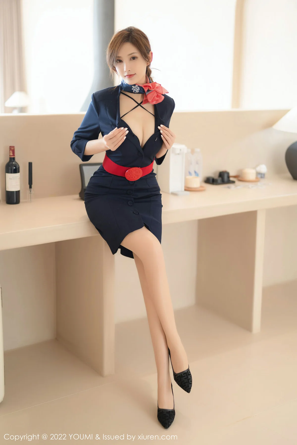 YOUMI 尤蜜荟 Vol.858 奶瓶土肥圆矮挫丑黑穷 空姐制服诱惑大... - 6