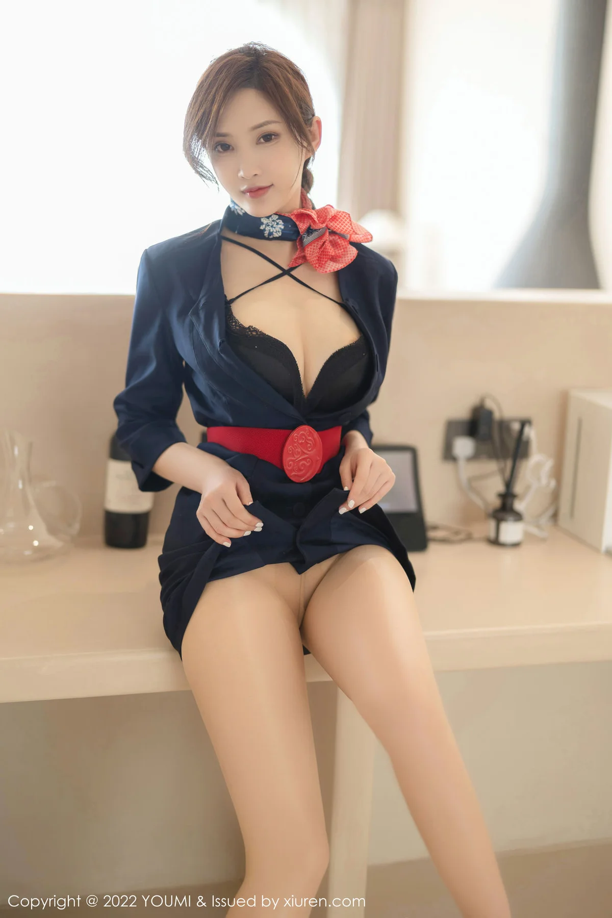 YOUMI 尤蜜荟 Vol.858 奶瓶土肥圆矮挫丑黑穷 空姐制服诱惑大... - 5