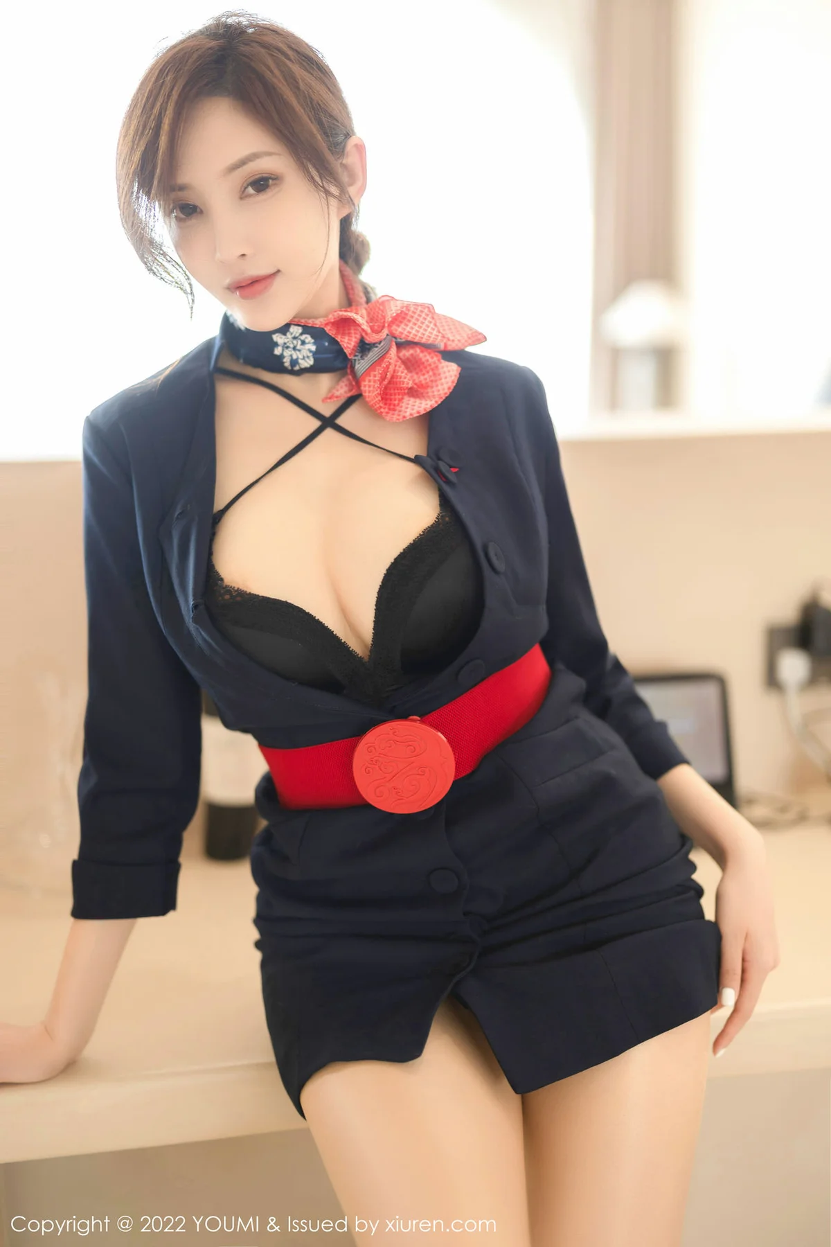 YOUMI 尤蜜荟 Vol.858 奶瓶土肥圆矮挫丑黑穷 空姐制服诱惑大... - 9