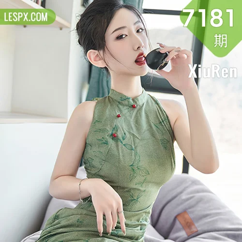 XiuRen 秀人 No.7181  沈青黛 翠绿色旗袍性感写真1