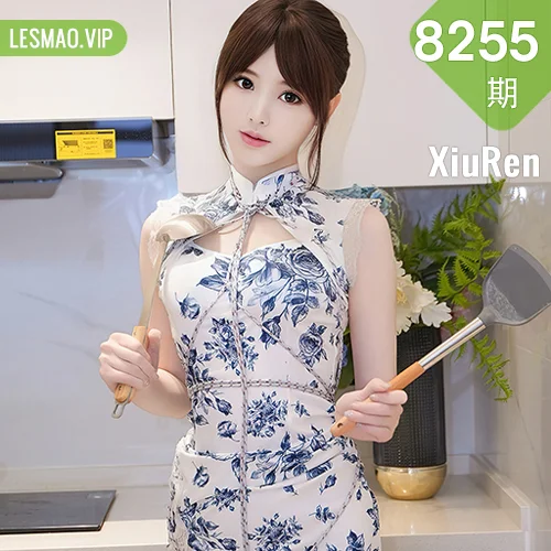 XiuRen 秀人 No.8255  梦灵儿Mini 青色轻透情趣旗袍性感写真1